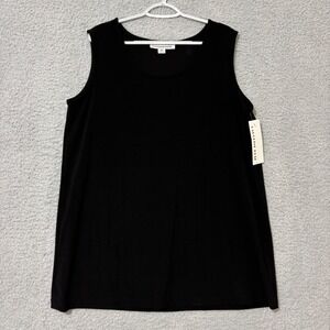 Caroline Rose Black Sleeveless Tunic Top 1X Stretch Layering Minimalist Made USA